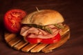 Ham, tomato, asparagus sandwich Royalty Free Stock Photo