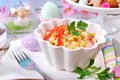 Ham and vegetable salad with mayonnaise for easter Royalty Free Stock Photo