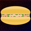 Ham and vegetable sandwich. Vector