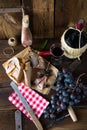 Ham, wine and bread Royalty Free Stock Photo