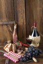 Ham, wine and bread Royalty Free Stock Photo