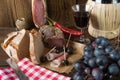 Ham, wine and bread Royalty Free Stock Photo