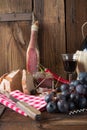 Ham, wine and bread Royalty Free Stock Photo