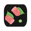 Hamachi yellowtail sashimi served on plate vector illustration