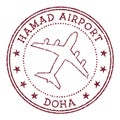 Hamad Airport Doha stamp. Royalty Free Stock Photo