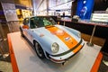 Hamad Airport, Quatar - July 9, 2021: Porsche vintage car installation decoration