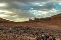 Hamada du Draa, moroccan stone desert in foreground, mountains in background, Morocco Royalty Free Stock Photo