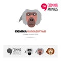 Hamadryas ape animal concept icon set and modern brand identity logo template and app symbol based on comma sign