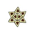 Hamantaschen. Cakes with poppy gomentashn on Purim. Lined in the form of a Star of David Vector illustration