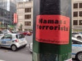 Hamas, Terrorists, Hashtag Free Palestine From Hamas, NYC, NY, USA Royalty Free Stock Photo