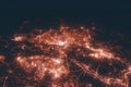 Hamburg aerial view at night. Top view on modern city with street lights Royalty Free Stock Photo