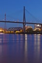 Hamburg - Bridge pier of the Koehlbrand Bridge in the evening