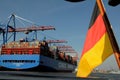 Hamburg cargo termnal in Germany Cosco shiping ship