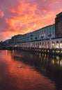 Hamburg city center at beautiful sunset Royalty Free Stock Photo