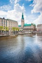 Hamburg city center with town hall and Alster river, Germany Royalty Free Stock Photo