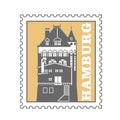 Hamburg city postage stamp - port warehouse, speicherstadt emblem