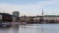 Hamburg cityscape and the Elbe River