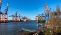 Hamburg container port with some ships loading