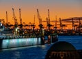 Hamburg container port with some ships loading