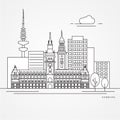 Hamburg detailed silhouette. Trendy vector illustration, flat style. Stylish landmarks.