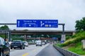 Hamburg, Germany - August 28, 2021: Bundesautobahn 7 Autobahn, Highway A7 road traffic in Hamburg