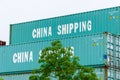 Hamburg, Germany - August 28, 2021: China Shipping intermodal container shipping container