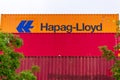 Hamburg, Germany - August 28, 2021: Hapag-Lloyd intermodal container shipping container Royalty Free Stock Photo