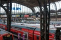 Trains and passengers at main railway station in Hamburg Royalty Free Stock Photo