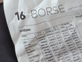 Boerse Stock Market on German newspaper in Hamburg