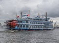 Mississippi boats crossing Elba river, Hamburg