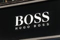 Logo and sign of Hugo Boss. Hugo Boss is German luxury fashion and style house founded in Metzingen at 1924