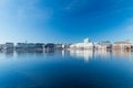 View of the Binnenalster lake with blue sky