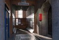 Hamburg, Germany. Freight elevator for descent of cars in old tunnel under Elbe .