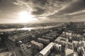 Hamburg germany harbor from above in sepia