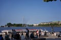 Hamburg, Germany - July 17, 2021 - Binnenalster or Inner Alster Lake is one of two artificial lakes Royalty Free Stock Photo