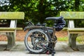 Hamburg, Germany - July 14, 2018: The Brompton black lacquer edition bike in Hamburg.