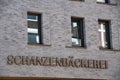 Hamburg, Germany  22 June 2022,  The brand logo of the `SchanzenbÃÂ¤ckerei` bakery in front of a branch in Hamburg Royalty Free Stock Photo