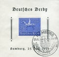 Hamburg, GERMANY Ã¢â¬â 25 June 1939: Historical stamp: 70th anniversary of the German Derby, 1869-1939, Germany, the Third Reich