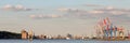 Panorama of the port of Hamburg. Royalty Free Stock Photo