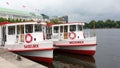 Two tour boats anchoring at the waterfront of the Binnenalster