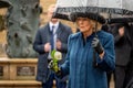 close up portrait of Queen Consort Camilla under an umbrella during the state visist in Germany Royalty Free Stock Photo