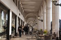 People walking at the beautiful commercial galery Alster Arkaden in a cold early spring day Royalty Free Stock Photo