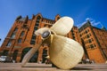 Hamburg, Germany - May 17, 2018: Giant four-blade ship propeller in front of the International Maritime Museum in Royalty Free Stock Photo