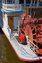 The paddle steamer Mississippi Queen in front of the Elbphilharmonie in the HafenCity of Hamburg.