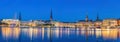 Hamburg Germany, night panorama city skyline at Alster Lake