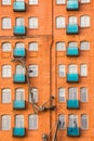 Hamburg, Germany - November 09, 2019. Bricked house of Hamburger Elbspeicher on the Elbe riverbank