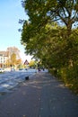 Hamburg, Germany - october 5, 2018: City streets of Germany. Residential buildings and house. Quiet calm streets of the city. Walk