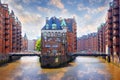 Hamburg, Germany - Popular Water Castle in the warehouse district