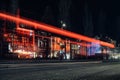 HAMBURG GERMANY Reeperbahn. Streets and buildings at night time exposure Europe party traffic red dancing