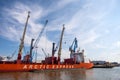 The cargo ship Arctic Express in the port of Hamburg, Germany Royalty Free Stock Photo